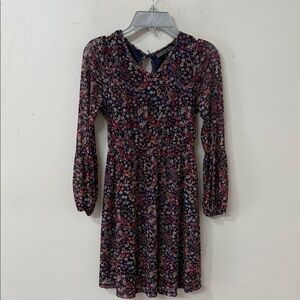 Vibrant Floral Print Dress with Long Sleeves